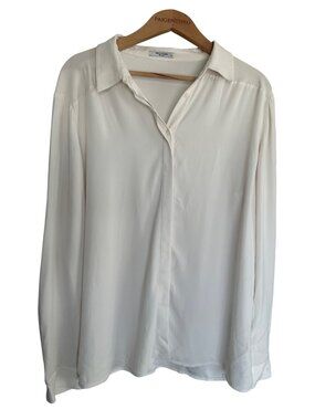 MM Lafleur Ivory Sheer Button Down Size 16 Minimalist Career Lagenlook